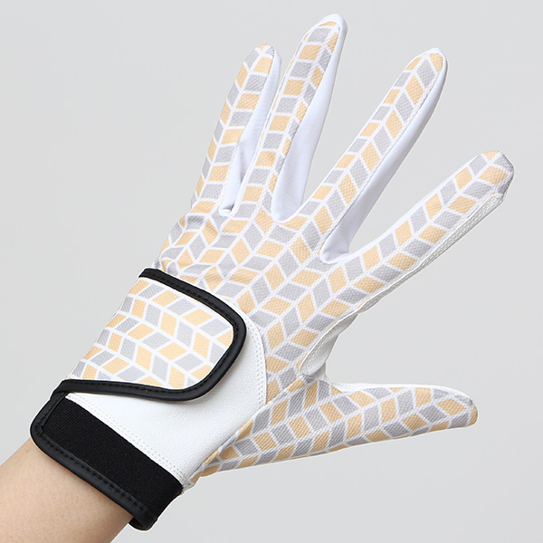 ゴルフグローブ レディース オシャレ 左手 総柄 カラフル 洗濯可能 ストレッチ 夏 手袋 ゴルフ 右利き用 イエロー 黄色 速乾 UVカット プレゼント 妻 彼女 ギフト ゴルフ 人気 サイズ XS/M ブランド ペレック(PELLEK)