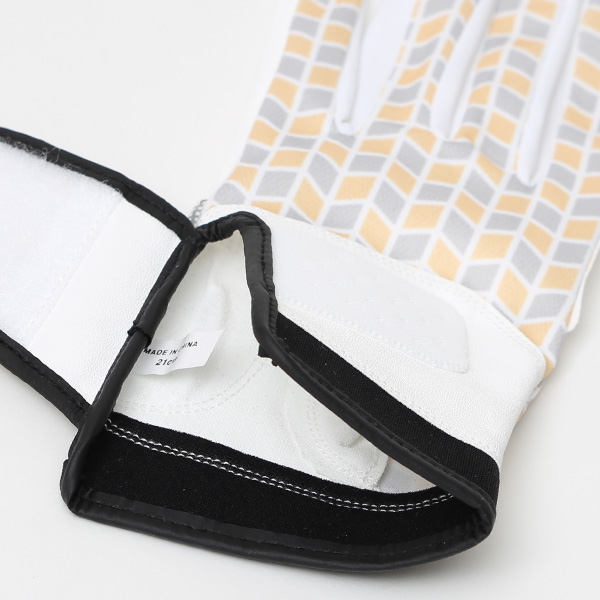 ゴルフグローブ レディース オシャレ 左手 総柄 カラフル 洗濯可能 ストレッチ 夏 手袋 ゴルフ 右利き用 イエロー 黄色 速乾 UVカット プレゼント 妻 彼女 ギフト ゴルフ 人気 サイズ XS/M ブランド ペレック(PELLEK)