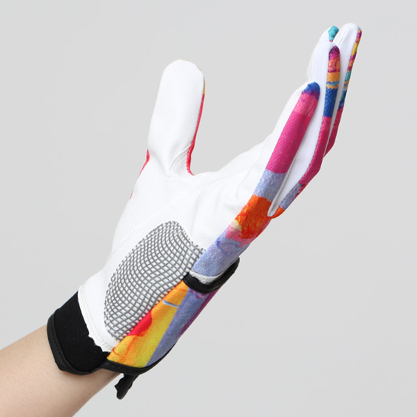 ゴルフグローブ レディース オシャレ 左手 総柄 カラフル 洗濯可能 ストレッチ 夏 手袋 ゴルフ 右利き用 ピンク 桃色 速乾 UVカット プレゼント 妻 彼女 ギフト ゴルフ 人気 サイズ XS/M ブランド ペレック(PELLEK)