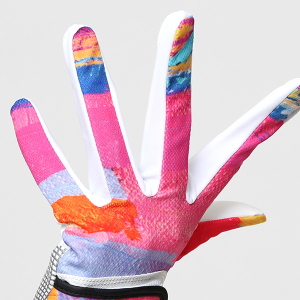 ゴルフグローブ レディース オシャレ 左手 総柄 カラフル 洗濯可能 ストレッチ 夏 手袋 ゴルフ 右利き用 ピンク 桃色 速乾 UVカット プレゼント 妻 彼女 ギフト ゴルフ 人気 サイズ XS/M ブランド ペレック(PELLEK)