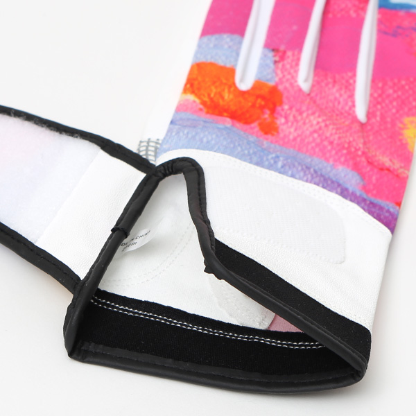 ゴルフグローブ レディース オシャレ 左手 総柄 カラフル 洗濯可能 ストレッチ 夏 手袋 ゴルフ 右利き用 ピンク 桃色 速乾 UVカット プレゼント 妻 彼女 ギフト ゴルフ 人気 サイズ XS/M ブランド ペレック(PELLEK)