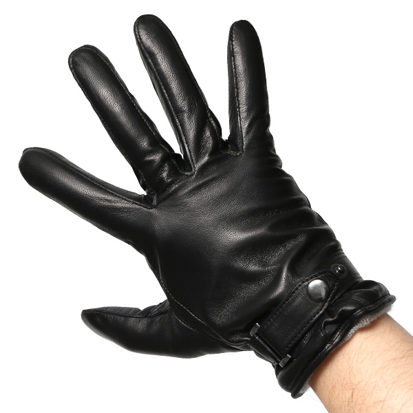  手袋 メンズ レザー スマホ対応 イタリーラム カシミヤ100％ 本革 グローブ 防寒 ベルト付き 革手袋 ブラック 黒 黒色 本革 グローブ ブランド ギフト クリスマス バレンタイン 男性用 高級 手袋 日本製 クロダ(KURODA)