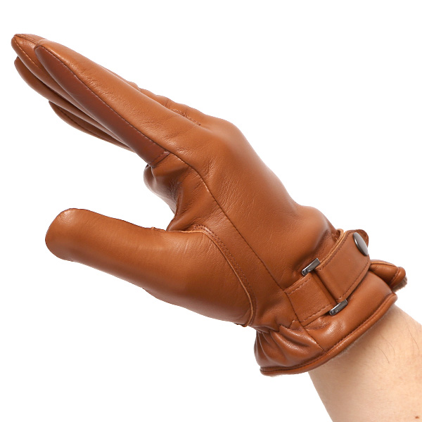  手袋 メンズ レザー スマホ対応 イタリーラム カシミヤ100％ 本革 グローブ 防寒 ベルト付き 革手袋 ブラウン 茶 茶色 本革 グローブ ブランド ギフト クリスマス バレンタイン 男性用 高級 手袋 日本製 クロダ(KURODA)