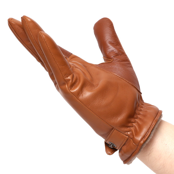  手袋 メンズ レザー スマホ対応 イタリーラム カシミヤ100％ 本革 グローブ 防寒 ベルト付き 革手袋 ブラウン 茶 茶色 本革 グローブ ブランド ギフト クリスマス バレンタイン 男性用 高級 手袋 日本製 クロダ(KURODA)