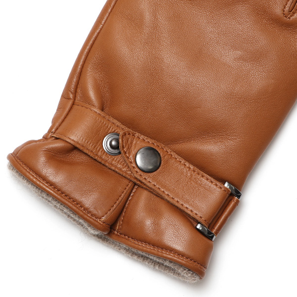  手袋 メンズ レザー スマホ対応 イタリーラム カシミヤ100％ 本革 グローブ 防寒 ベルト付き 革手袋 ブラウン 茶 茶色 本革 グローブ ブランド ギフト クリスマス バレンタイン 男性用 高級 手袋 日本製 クロダ(KURODA)