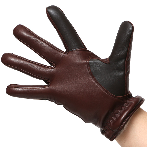  手袋 メンズ レザー スマホ対応 イタリーラム カシミヤ100％ 本革 グローブ 防寒 ベルト付き 革手袋 ダークブラウン ブラウン 茶 茶色 本革 グローブ ブランド ギフト クリスマス バレンタイン 男性用 高級 手袋 日本製 クロダ(KURODA)