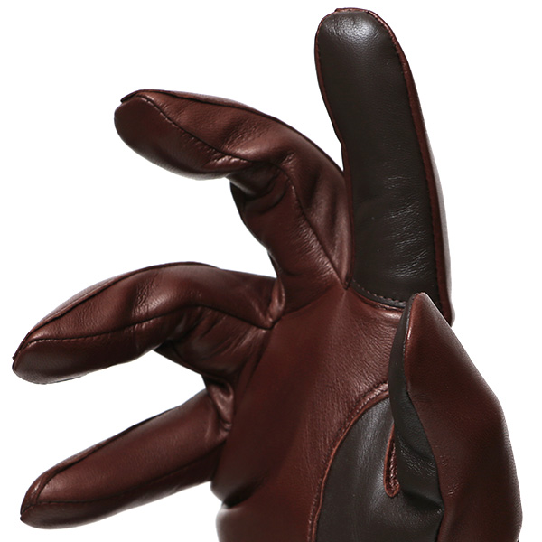  手袋 メンズ レザー スマホ対応 イタリーラム カシミヤ100％ 本革 グローブ 防寒 ベルト付き 革手袋 ダークブラウン ブラウン 茶 茶色 本革 グローブ ブランド ギフト クリスマス バレンタイン 男性用 高級 手袋 日本製 クロダ(KURODA)
