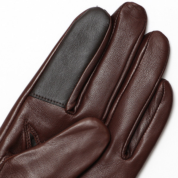  手袋 メンズ レザー スマホ対応 イタリーラム カシミヤ100％ 本革 グローブ 防寒 ベルト付き 革手袋 ダークブラウン ブラウン 茶 茶色 本革 グローブ ブランド ギフト クリスマス バレンタイン 男性用 高級 手袋 日本製 クロダ(KURODA)