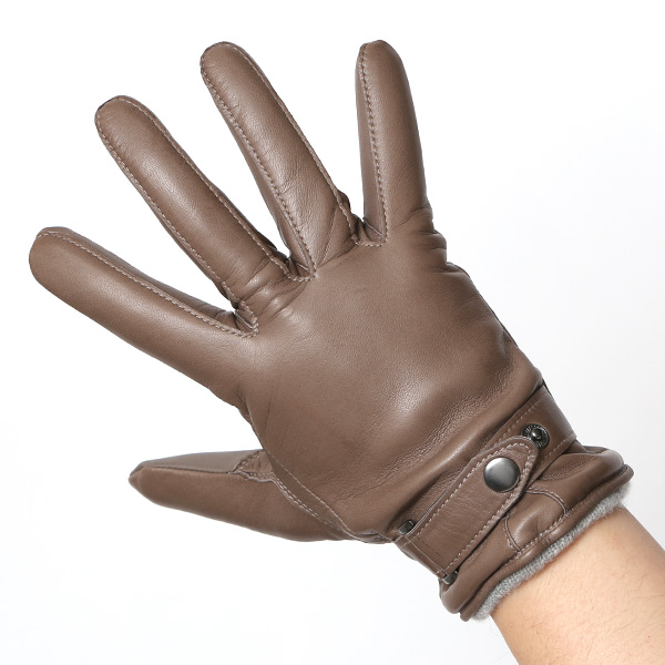  手袋 メンズ レザー スマホ対応 イタリーラム カシミヤ100％ 本革 グローブ 防寒 ベルト付き 革手袋 グレー グレイ 灰色 本革 グローブ ブランド ギフト クリスマス バレンタイン 男性用 高級 手袋 日本製 クロダ(KURODA)