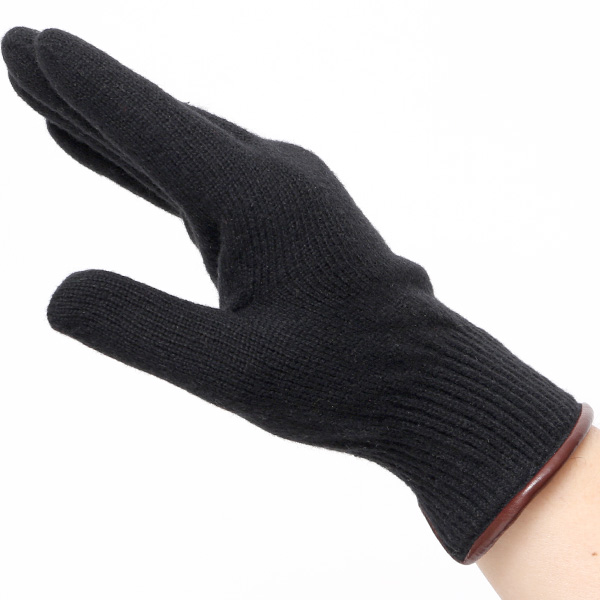  手袋 メンズ ニット手袋 ウール 防寒 裏地 カシミヤ100％ 温かい 厚手 グローブ 日本製 無地 おしゃれ ブラック 黒 黒色 カシミア 通勤 通学 冬物 彼氏 夫 紳士 男性用 手袋 プレゼント 化粧箱付き ブランド クロダ(KURODA)