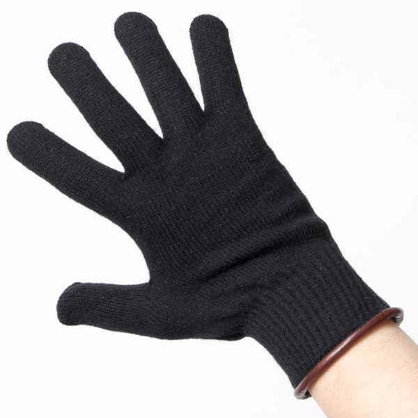  手袋 メンズ ニット手袋 ウール 防寒 裏地 カシミヤ100％ 温かい 厚手 グローブ 日本製 無地 おしゃれ ブラック 黒 黒色 カシミア 通勤 通学 冬物 彼氏 夫 紳士 男性用 手袋 プレゼント 化粧箱付き ブランド クロダ(KURODA)