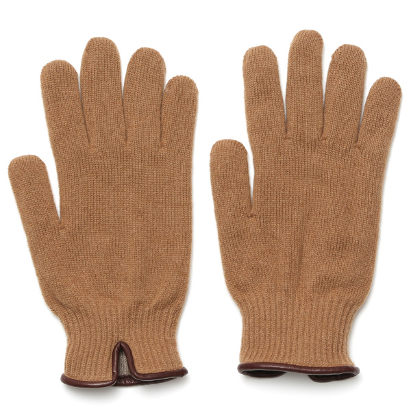 クロダ(KURODA) 【MEN】 イタリアンシープ パイピング ニット グローブ キャメル