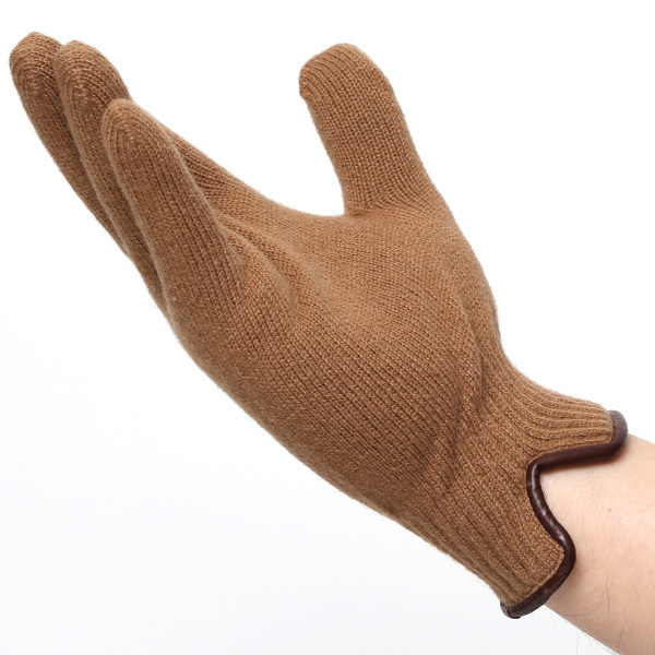  手袋 メンズ ニット手袋 ウール 防寒 裏地 カシミヤ100％ 温かい 厚手 グローブ 日本製 無地 おしゃれ キャメル ブラウン 茶 茶色 カシミア 通勤 通学 冬物 彼氏 夫 紳士 男性用 手袋 プレゼント 化粧箱付き ブランド クロダ(KURODA)