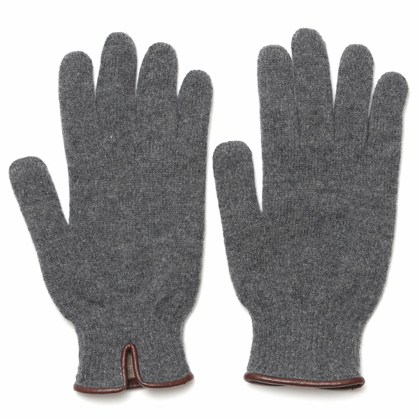 クロダ(KURODA) 【MEN】 イタリアンシープ パイピング ニット グローブ ダークグレー