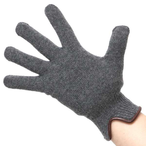  手袋 メンズ ニット手袋 ウール 防寒 裏地 カシミヤ100％ 温かい 厚手 グローブ 日本製 無地 おしゃれ ダークグレー グレー グレイ 灰色 カシミア 通勤 通学 冬物 彼氏 夫 紳士 男性用 手袋 プレゼント 化粧箱付き ブランド クロダ(KURODA)