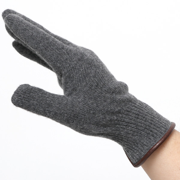  手袋 メンズ ニット手袋 ウール 防寒 裏地 カシミヤ100％ 温かい 厚手 グローブ 日本製 無地 おしゃれ ダークグレー グレー グレイ 灰色 カシミア 通勤 通学 冬物 彼氏 夫 紳士 男性用 手袋 プレゼント 化粧箱付き ブランド クロダ(KURODA)