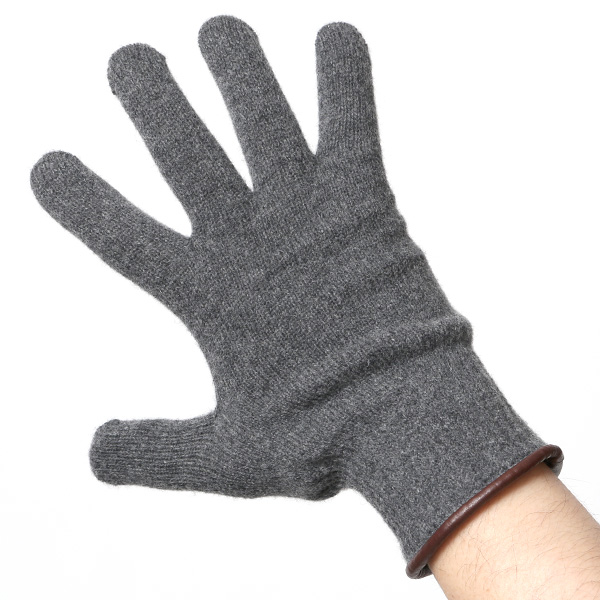  手袋 メンズ ニット手袋 ウール 防寒 裏地 カシミヤ100％ 温かい 厚手 グローブ 日本製 無地 おしゃれ ダークグレー グレー グレイ 灰色 カシミア 通勤 通学 冬物 彼氏 夫 紳士 男性用 手袋 プレゼント 化粧箱付き ブランド クロダ(KURODA)