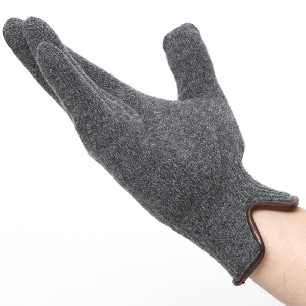  手袋 メンズ ニット手袋 ウール 防寒 裏地 カシミヤ100％ 温かい 厚手 グローブ 日本製 無地 おしゃれ ダークグレー グレー グレイ 灰色 カシミア 通勤 通学 冬物 彼氏 夫 紳士 男性用 手袋 プレゼント 化粧箱付き ブランド クロダ(KURODA)