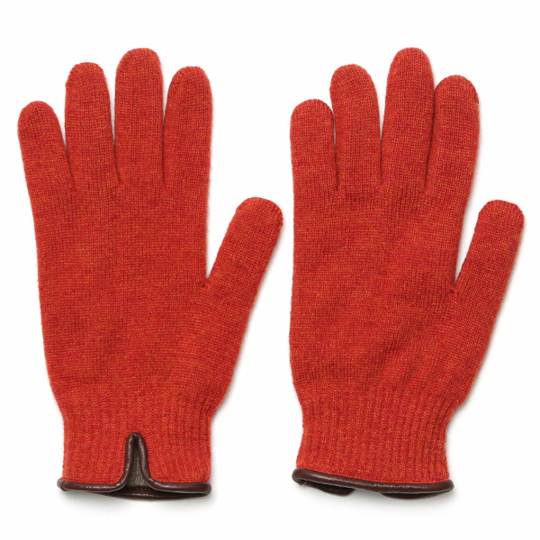 クロダ(KURODA) 【MEN】 イタリアンシープ パイピング ニット グローブ オレンジ