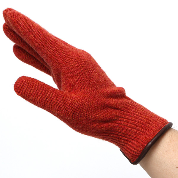  手袋 メンズ ニット手袋 ウール 防寒 裏地 カシミヤ100％ 温かい 厚手 グローブ 日本製 無地 おしゃれ オレンジ 橙色 カシミア 通勤 通学 冬物 彼氏 夫 紳士 男性用 手袋 プレゼント 化粧箱付き ブランド クロダ(KURODA)