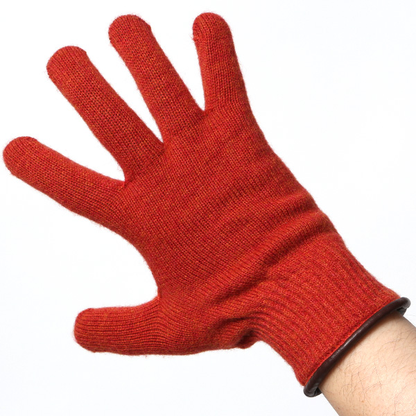  手袋 メンズ ニット手袋 ウール 防寒 裏地 カシミヤ100％ 温かい 厚手 グローブ 日本製 無地 おしゃれ オレンジ 橙色 カシミア 通勤 通学 冬物 彼氏 夫 紳士 男性用 手袋 プレゼント 化粧箱付き ブランド クロダ(KURODA)
