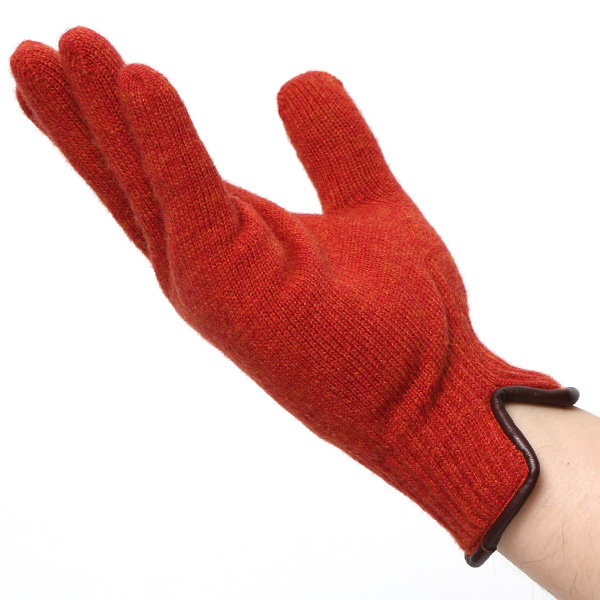  手袋 メンズ ニット手袋 ウール 防寒 裏地 カシミヤ100％ 温かい 厚手 グローブ 日本製 無地 おしゃれ オレンジ 橙色 カシミア 通勤 通学 冬物 彼氏 夫 紳士 男性用 手袋 プレゼント 化粧箱付き ブランド クロダ(KURODA)