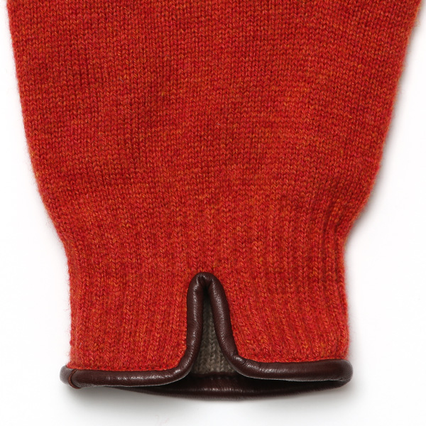  手袋 メンズ ニット手袋 ウール 防寒 裏地 カシミヤ100％ 温かい 厚手 グローブ 日本製 無地 おしゃれ オレンジ 橙色 カシミア 通勤 通学 冬物 彼氏 夫 紳士 男性用 手袋 プレゼント 化粧箱付き ブランド クロダ(KURODA)