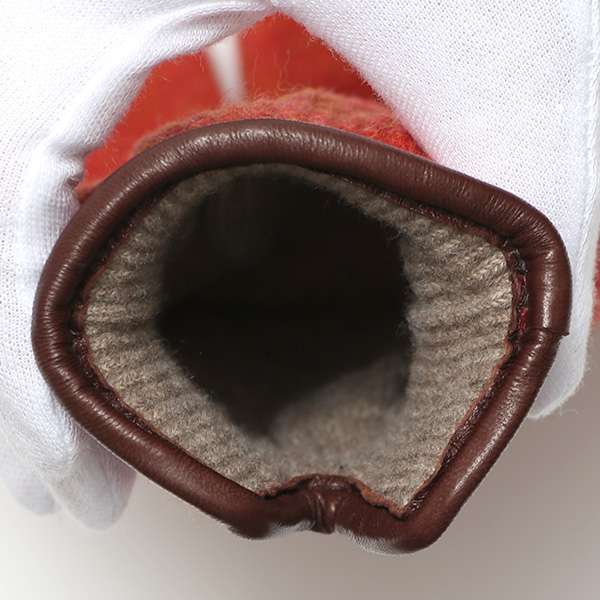  手袋 メンズ ニット手袋 ウール 防寒 裏地 カシミヤ100％ 温かい 厚手 グローブ 日本製 無地 おしゃれ オレンジ 橙色 カシミア 通勤 通学 冬物 彼氏 夫 紳士 男性用 手袋 プレゼント 化粧箱付き ブランド クロダ(KURODA)