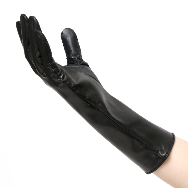  手袋 レディース スマホ対応 女性用 グローブ ロング 革手袋 イタリーラム 羊革 手袋 ベンベルグ 裏地 ブラック 黒 黒色 日本製 レザーグローブ 婦人 美しい プレゼント ギフト クリスマス 冬物 ブランド クロダ(KURODA)