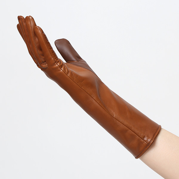  手袋 レディース スマホ対応 女性用 グローブ ロング 革手袋 イタリーラム 羊革 手袋 ベンベルグ 裏地 ブラウン 茶 茶色 日本製 レザーグローブ 婦人 美しい プレゼント ギフト クリスマス 冬物 ブランド クロダ(KURODA)