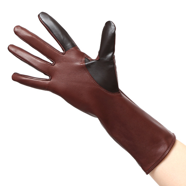  手袋 レディース スマホ対応 女性用 グローブ ロング 革手袋 イタリーラム 羊革 手袋 ベンベルグ 裏地 ダークブラウン ブラウン 茶 茶色 日本製 レザーグローブ 婦人 美しい プレゼント ギフト クリスマス 冬物 ブランド クロダ(KURODA)