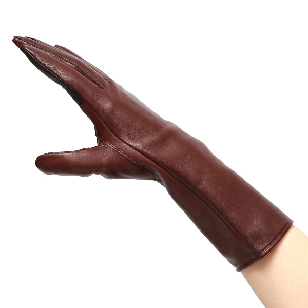  手袋 レディース スマホ対応 女性用 グローブ ロング 革手袋 イタリーラム 羊革 手袋 ベンベルグ 裏地 ダークブラウン ブラウン 茶 茶色 日本製 レザーグローブ 婦人 美しい プレゼント ギフト クリスマス 冬物 ブランド クロダ(KURODA)