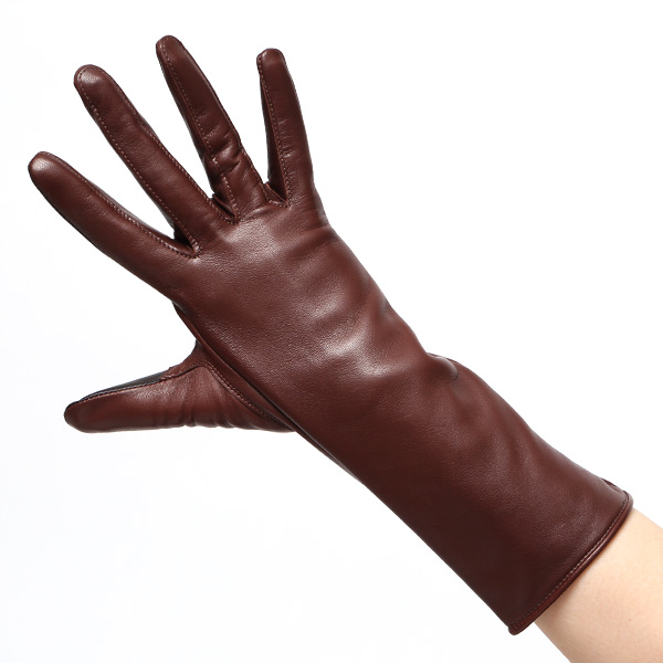  手袋 レディース スマホ対応 女性用 グローブ ロング 革手袋 イタリーラム 羊革 手袋 ベンベルグ 裏地 ダークブラウン ブラウン 茶 茶色 日本製 レザーグローブ 婦人 美しい プレゼント ギフト クリスマス 冬物 ブランド クロダ(KURODA)