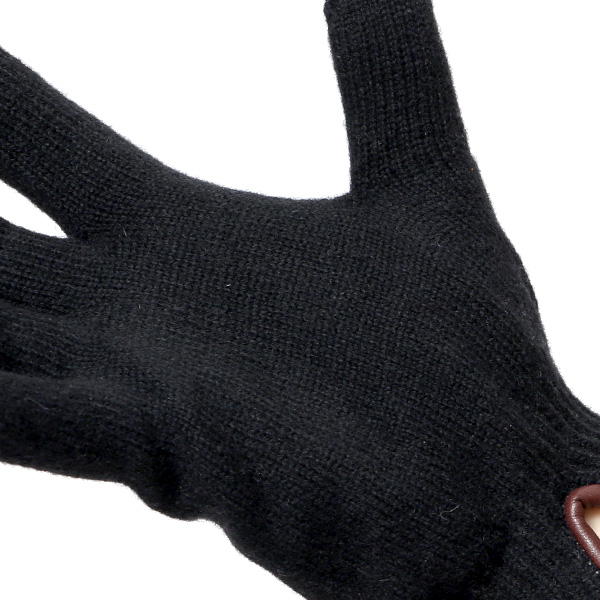  ニット手袋 レディース グローブ カシミヤ100％裏地 ウール 手袋 温かい 厚手 日本製 無地 おしゃれ ブラック 黒 黒色 カシミア 通勤 通学 冬物 彼女 妻 婦人 女性用 手袋 プレゼント 化粧箱付き ブランド クロダ(KURODA)