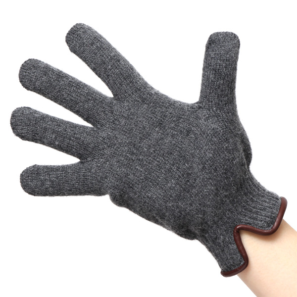  ニット手袋 レディース グローブ カシミヤ100％裏地 ウール 手袋 温かい 厚手 日本製 無地 おしゃれ ダークグレー グレー グレイ 灰色 カシミア 通勤 通学 冬物 彼女 妻 婦人 女性用 手袋 プレゼント 化粧箱付き ブランド クロダ(KURODA)