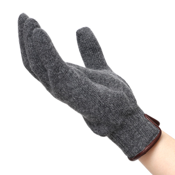  ニット手袋 レディース グローブ カシミヤ100％裏地 ウール 手袋 温かい 厚手 日本製 無地 おしゃれ ダークグレー グレー グレイ 灰色 カシミア 通勤 通学 冬物 彼女 妻 婦人 女性用 手袋 プレゼント 化粧箱付き ブランド クロダ(KURODA)