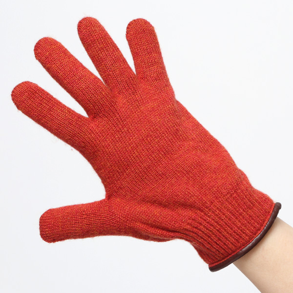  ニット手袋 レディース グローブ カシミヤ100％裏地 ウール 手袋 温かい 厚手 日本製 無地 おしゃれ オレンジ 橙色 カシミア 通勤 通学 冬物 彼女 妻 婦人 女性用 手袋 プレゼント 化粧箱付き ブランド クロダ(KURODA)