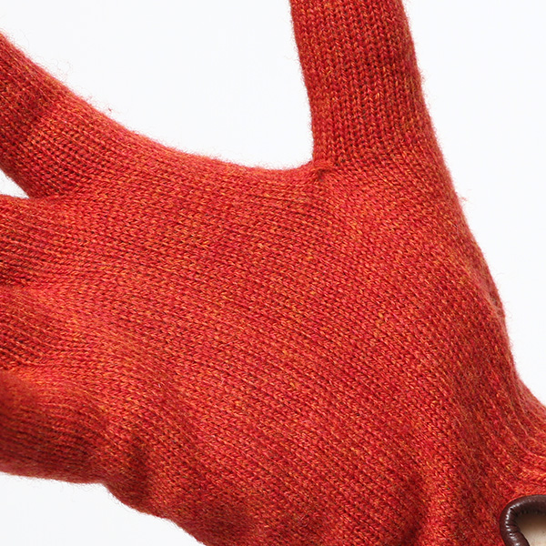  ニット手袋 レディース グローブ カシミヤ100％裏地 ウール 手袋 温かい 厚手 日本製 無地 おしゃれ オレンジ 橙色 カシミア 通勤 通学 冬物 彼女 妻 婦人 女性用 手袋 プレゼント 化粧箱付き ブランド クロダ(KURODA)