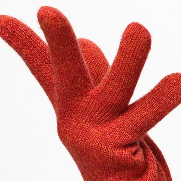  ニット手袋 レディース グローブ カシミヤ100％裏地 ウール 手袋 温かい 厚手 日本製 無地 おしゃれ オレンジ 橙色 カシミア 通勤 通学 冬物 彼女 妻 婦人 女性用 手袋 プレゼント 化粧箱付き ブランド クロダ(KURODA)