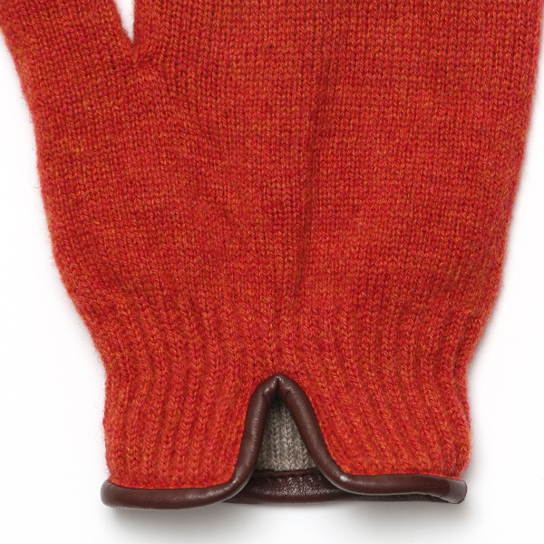  ニット手袋 レディース グローブ カシミヤ100％裏地 ウール 手袋 温かい 厚手 日本製 無地 おしゃれ オレンジ 橙色 カシミア 通勤 通学 冬物 彼女 妻 婦人 女性用 手袋 プレゼント 化粧箱付き ブランド クロダ(KURODA)