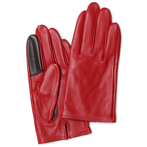 クロダ(KURODA) 【MEN】 スマホ対応 羊革(ラムレザー) 手袋 レッド