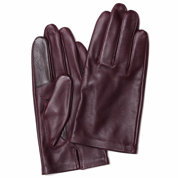 クロダ(KURODA) 【MEN】 スマホ対応 羊革(ラムレザー) 手袋 ボルドー