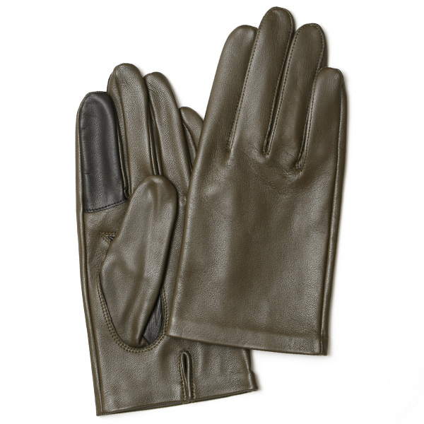 クロダ(KURODA) 【MEN】 スマホ対応 羊革(ラムレザー) 手袋 カーキ