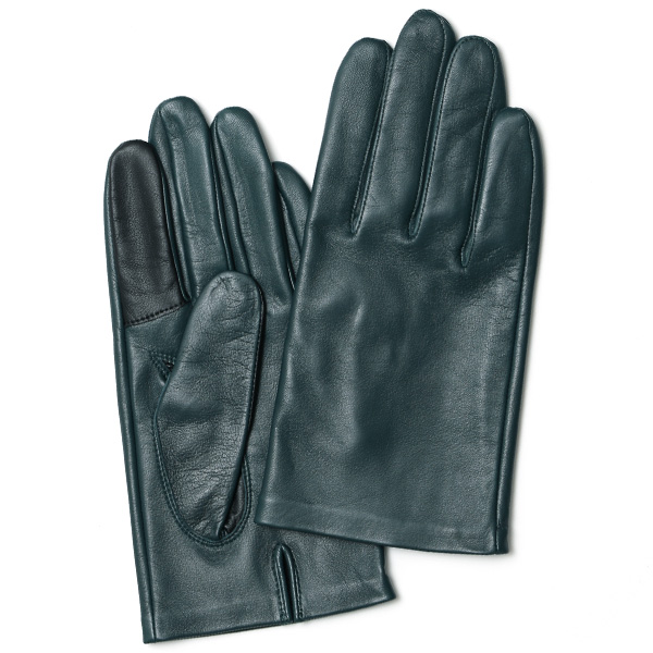 クロダ(KURODA) 【MEN】 スマホ対応 羊革(ラムレザー) 手袋 ダークグリーン