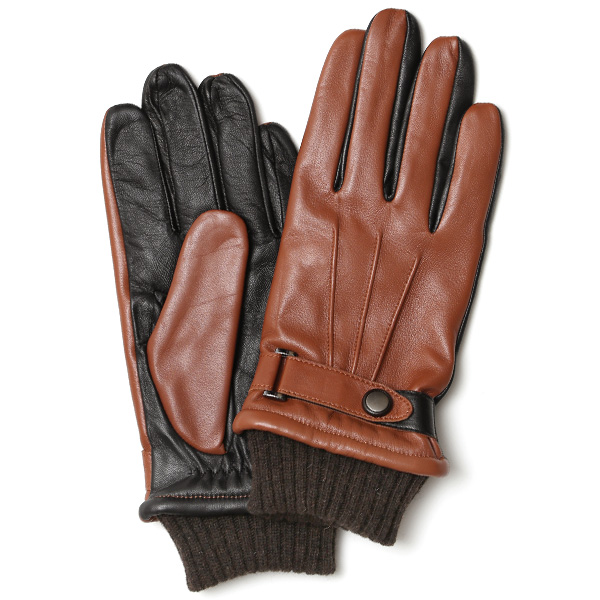 クロダ(KURODA) 【MEN】 リブ付き 羊革(ラムレザー) グローブ タッチパネル対応 キャメル