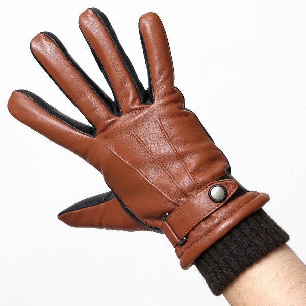  手袋 メンズ スマホ対応 レザーグローブ ベルト リブ付き タッチパネル 革手袋 防寒 冬 温かい てぶくろ キャメル ブラウン 茶 茶色 日本製 ブランド プレゼント ギフト 彼氏 旦那 男性 クリスマス バレンタイン 手袋 クロダ(KURODA)