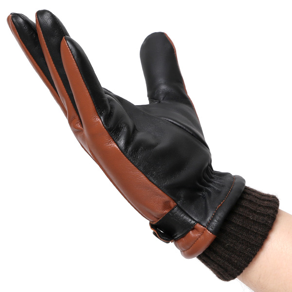  手袋 メンズ スマホ対応 レザーグローブ ベルト リブ付き タッチパネル 革手袋 防寒 冬 温かい てぶくろ キャメル ブラウン 茶 茶色 日本製 ブランド プレゼント ギフト 彼氏 旦那 男性 クリスマス バレンタイン 手袋 クロダ(KURODA)