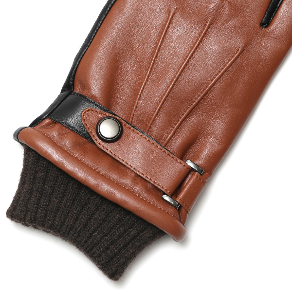  手袋 メンズ スマホ対応 レザーグローブ ベルト リブ付き タッチパネル 革手袋 防寒 冬 温かい てぶくろ キャメル ブラウン 茶 茶色 日本製 ブランド プレゼント ギフト 彼氏 旦那 男性 クリスマス バレンタイン 手袋 クロダ(KURODA)