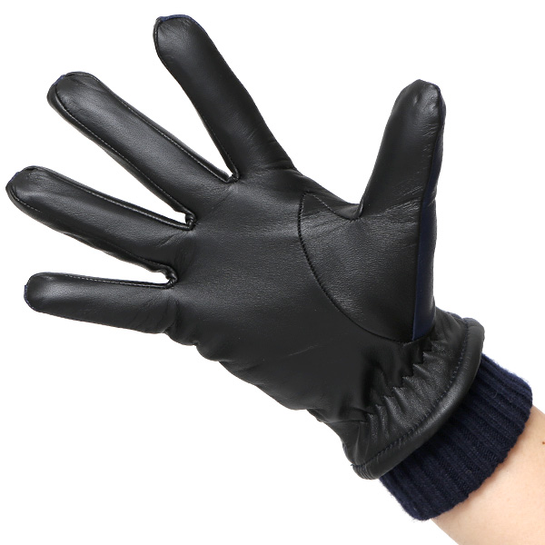  手袋 メンズ スマホ対応 レザーグローブ ベルト リブ付き タッチパネル 革手袋 防寒 冬 温かい てぶくろ ブルー ネイビー 青色 日本製 ブランド プレゼント ギフト 彼氏 旦那 男性 クリスマス バレンタイン 手袋 クロダ(KURODA)