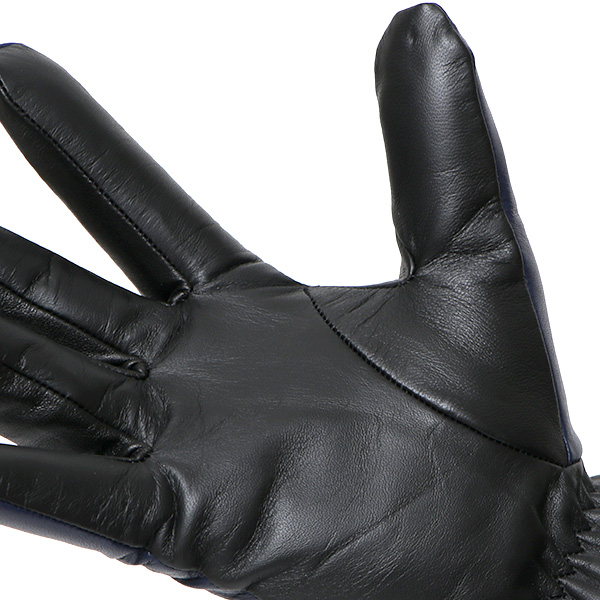  手袋 メンズ スマホ対応 レザーグローブ ベルト リブ付き タッチパネル 革手袋 防寒 冬 温かい てぶくろ ブルー ネイビー 青色 日本製 ブランド プレゼント ギフト 彼氏 旦那 男性 クリスマス バレンタイン 手袋 クロダ(KURODA)